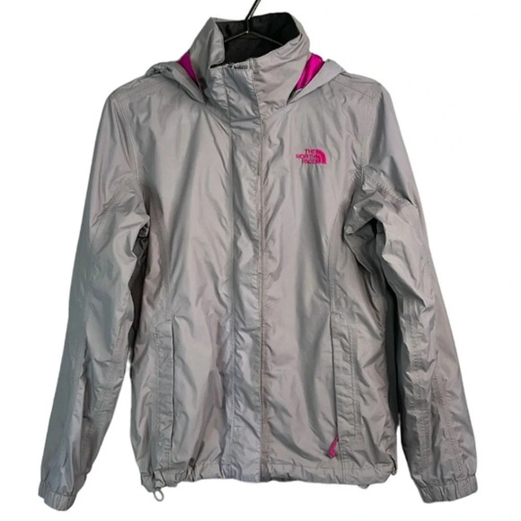 THE NORTH FACE HyVent Grey Pink Waterproof Nylon Rain Hood Jacket Gorpcore S - Picture 2 of 16